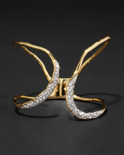 SOLANALES CRYSTAL FREEFORM HINGE CUFF BRACELET