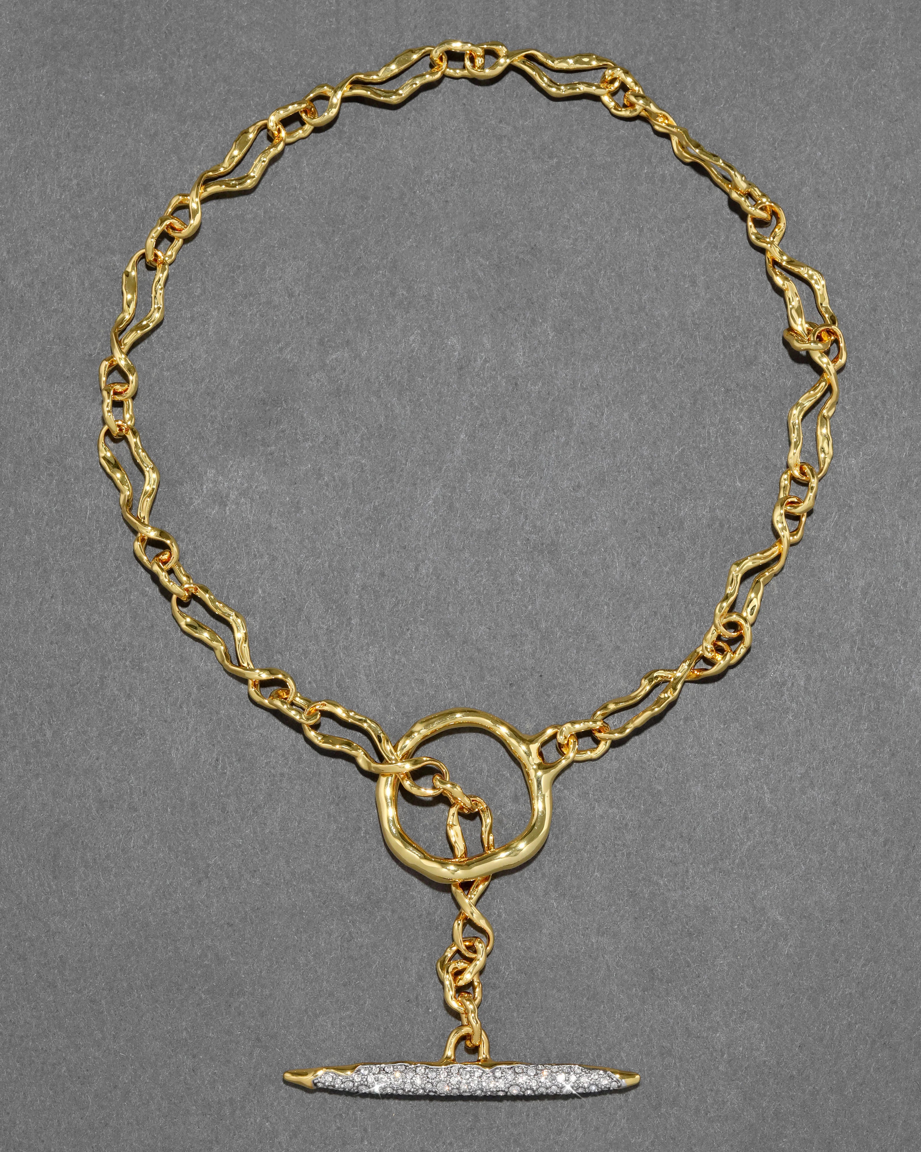 SOLANALES GOLD CRYSTAL TOGGLE NECKLACE