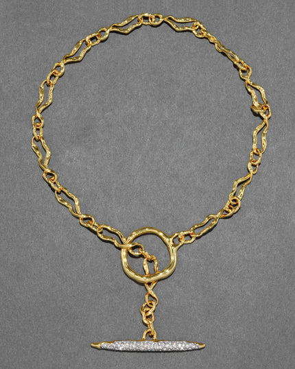 SOLANALES GOLD CRYSTAL TOGGLE NECKLACE