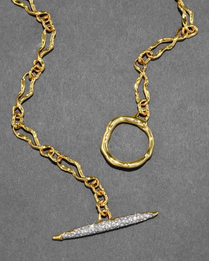 SOLANALES GOLD CRYSTAL TOGGLE NECKLACE