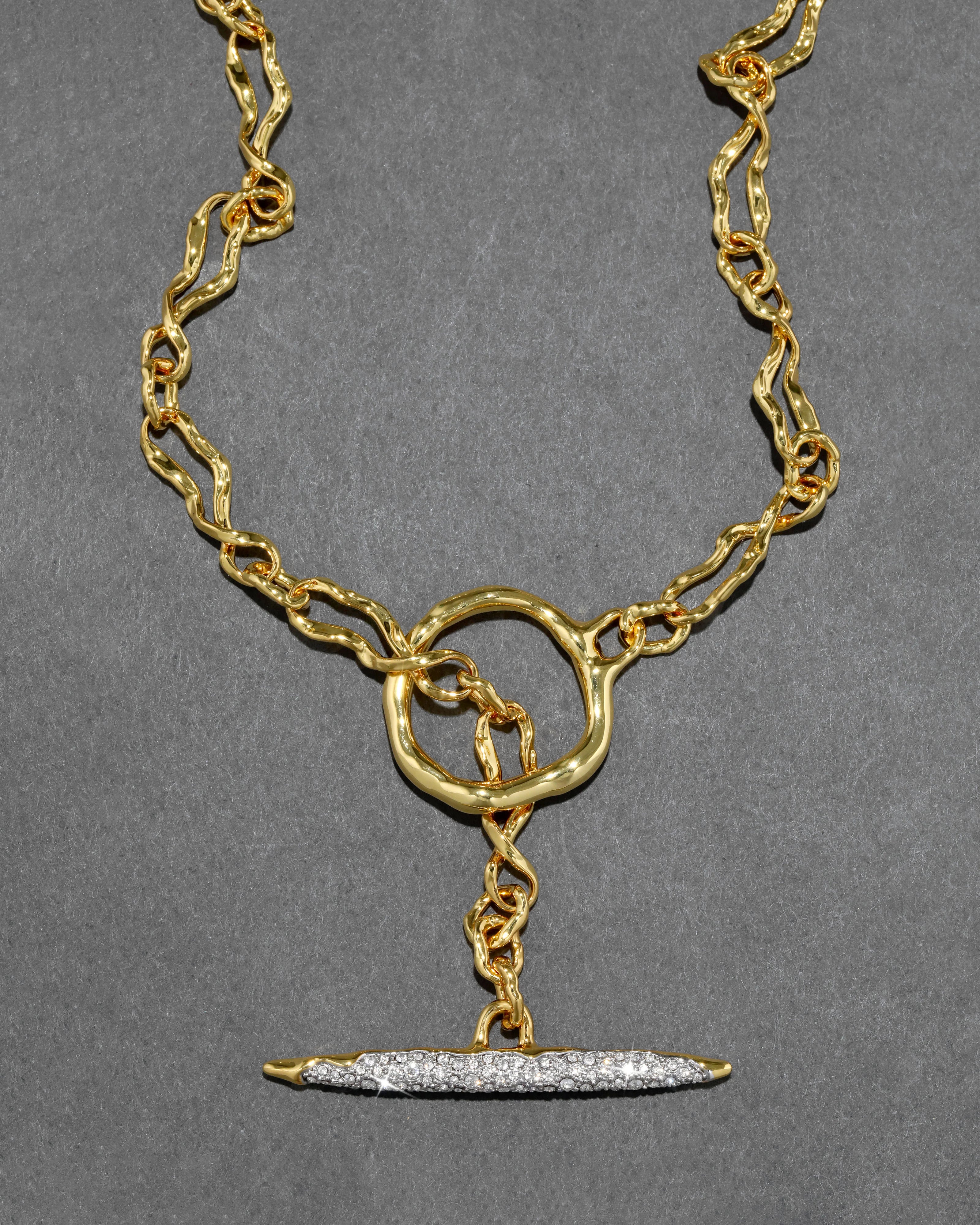 SOLANALES GOLD CRYSTAL TOGGLE NECKLACE