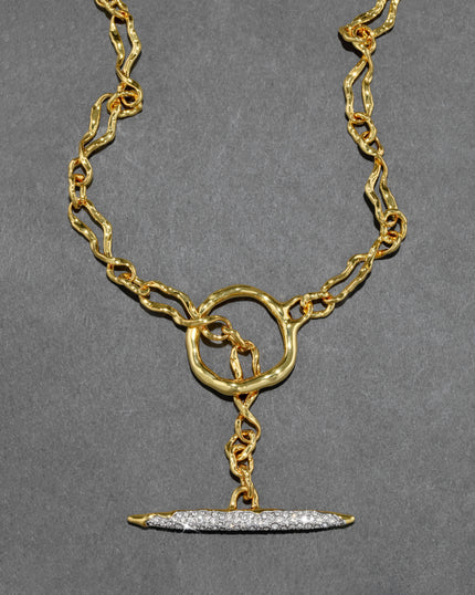 SOLANALES GOLD CRYSTAL TOGGLE NECKLACE