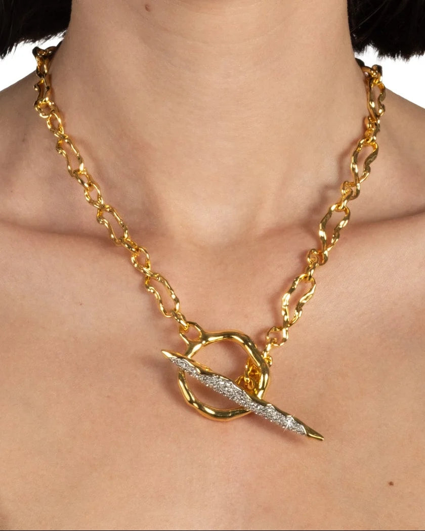 SOLANALES GOLD CRYSTAL TOGGLE NECKLACE