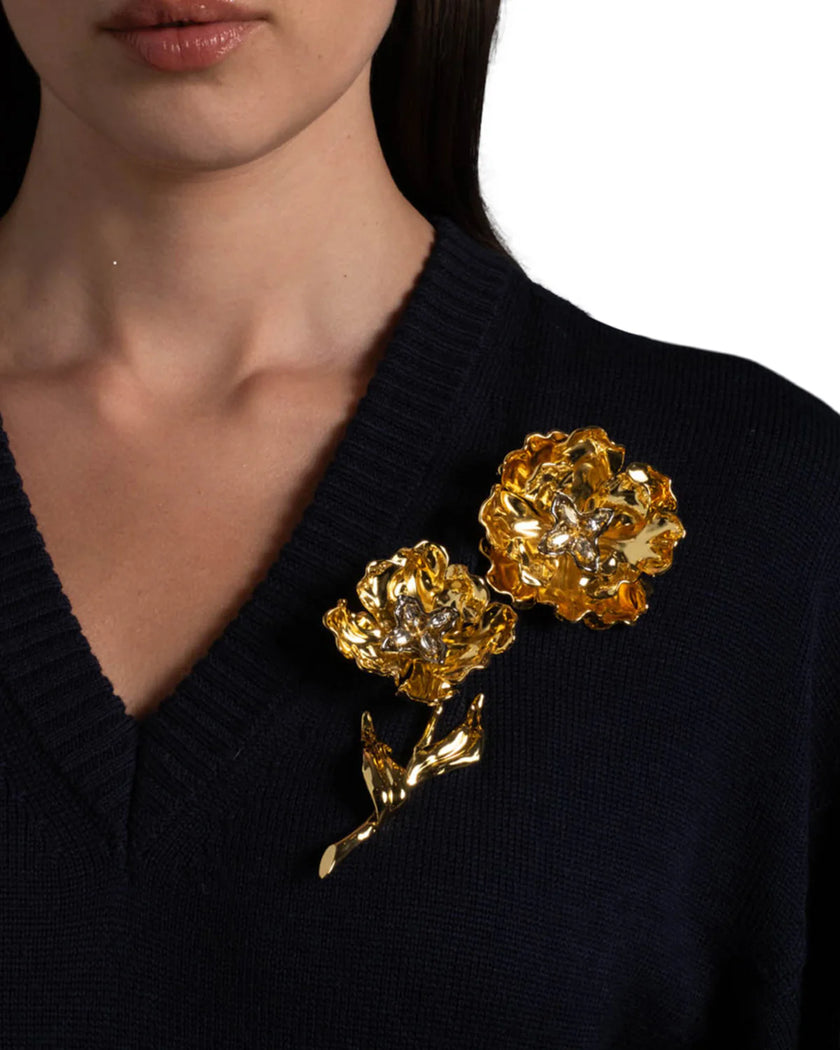 JARDIN GOLDEN STEMMED ROSE PIN