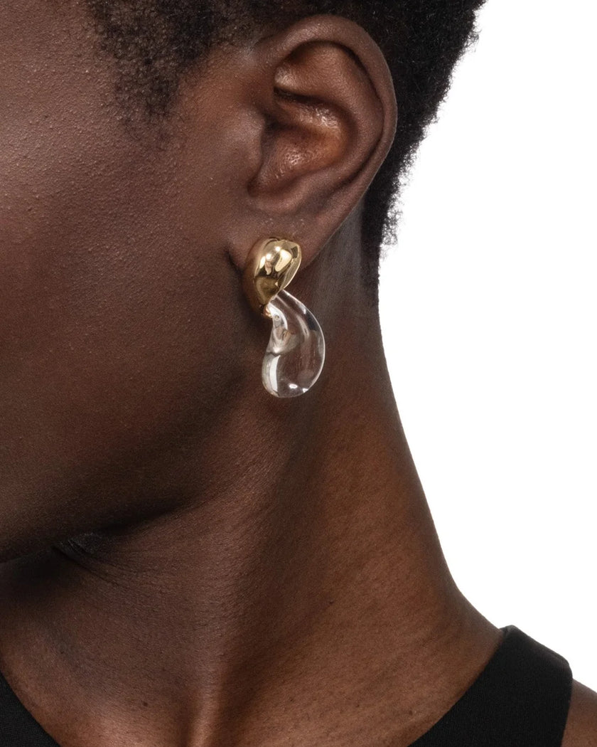 LIQUID LUCITE GOLD MODERNIST SMALL POST EARRING