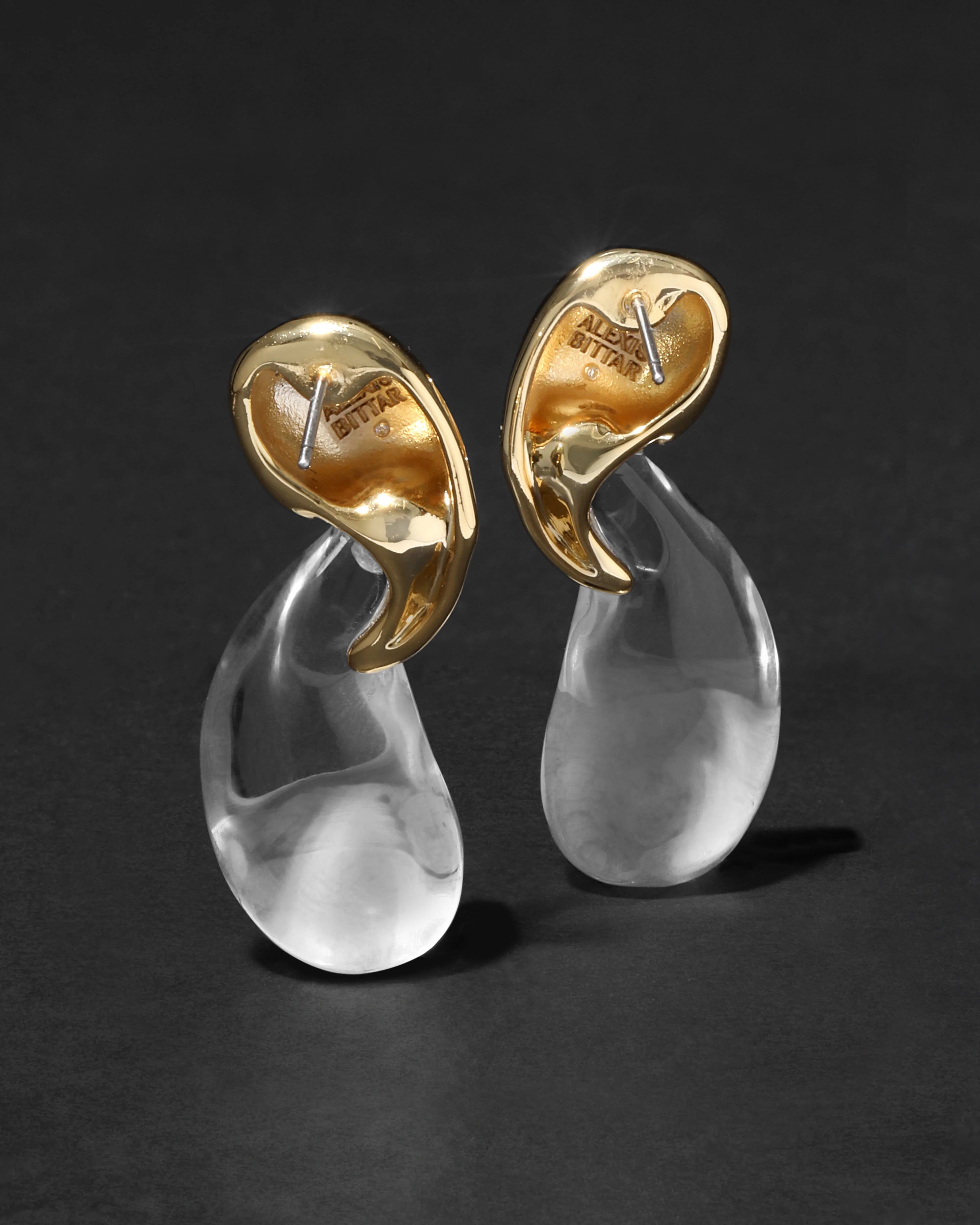 LIQUID LUCITE GOLD MODERNIST SMALL POST EARRING