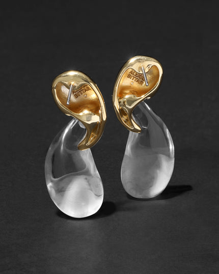 LIQUID LUCITE GOLD MODERNIST SMALL POST EARRING