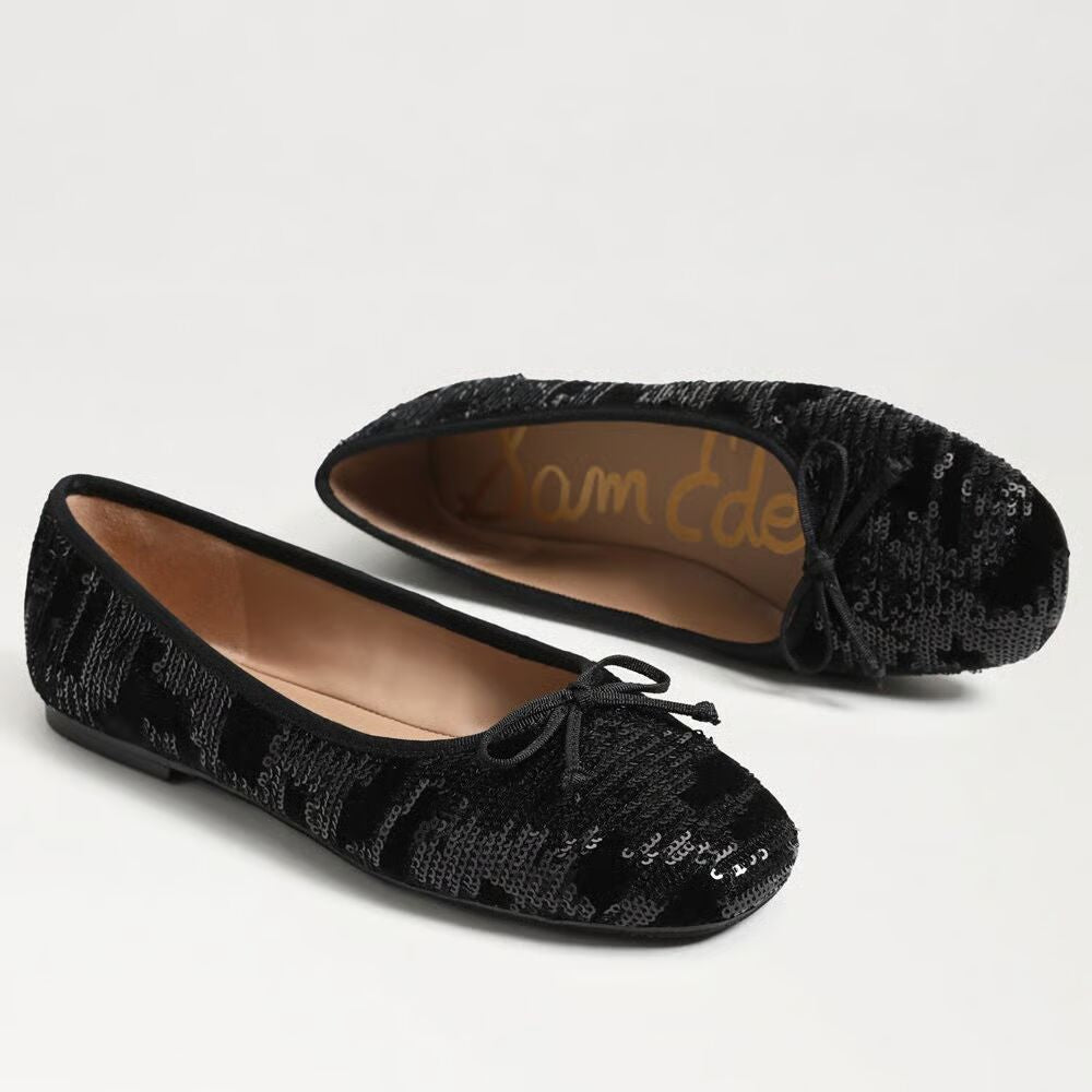 SEQUIN ALIE BALLET FLAT IN BLACK VELVET