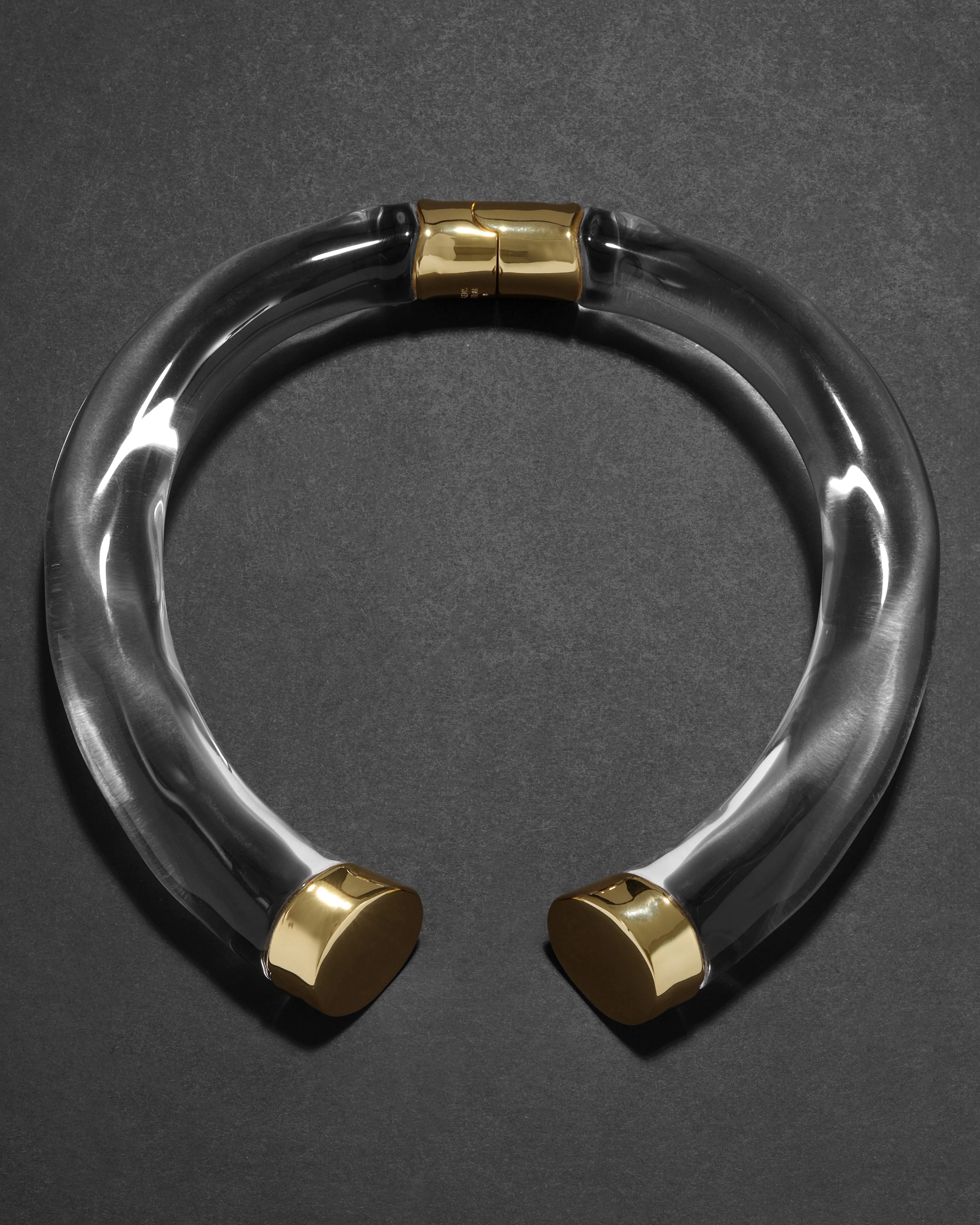 LIQUID LUCITE LARGE GOLD CAPPED HINGE COLLAR