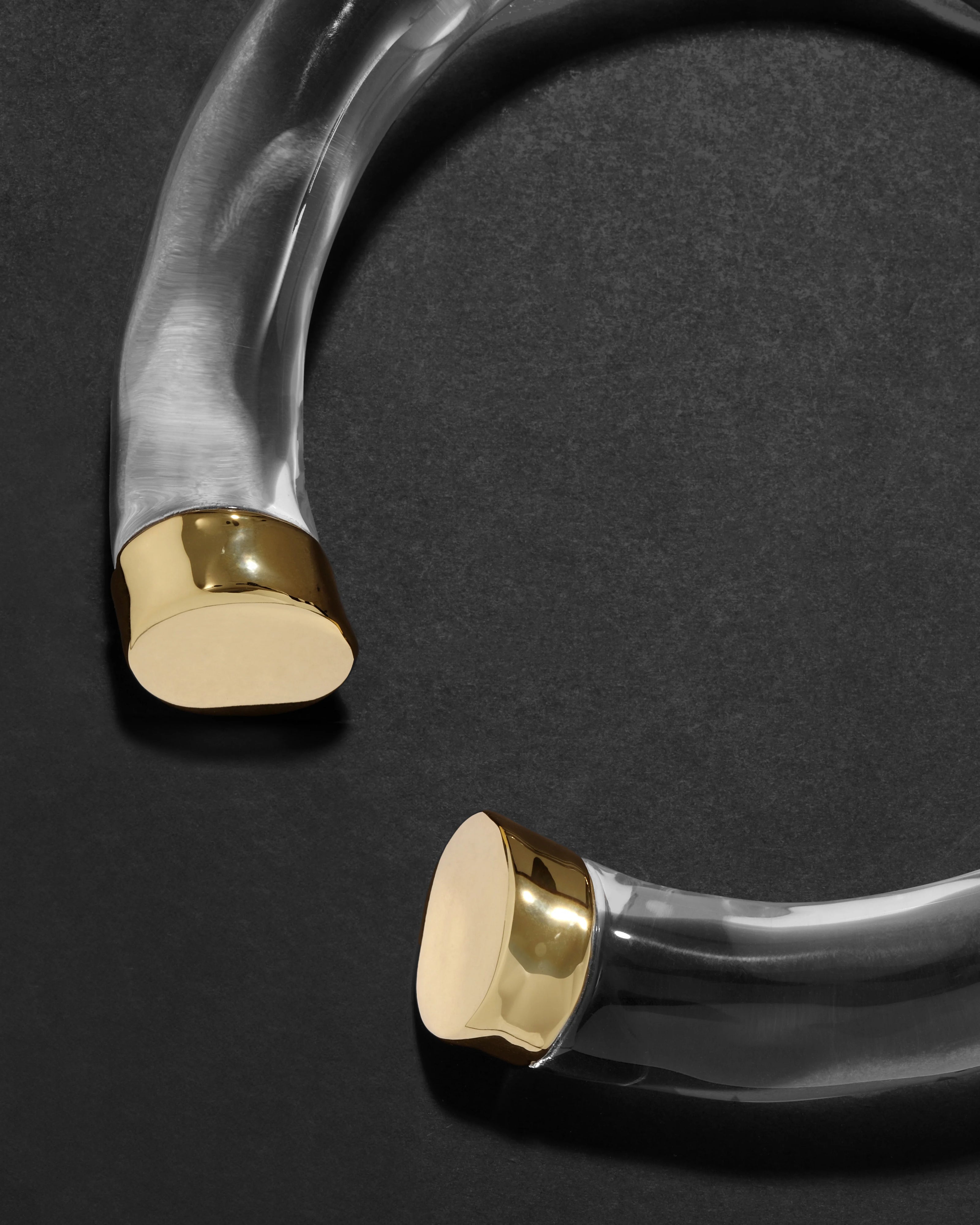 LIQUID LUCITE LARGE GOLD CAPPED HINGE COLLAR