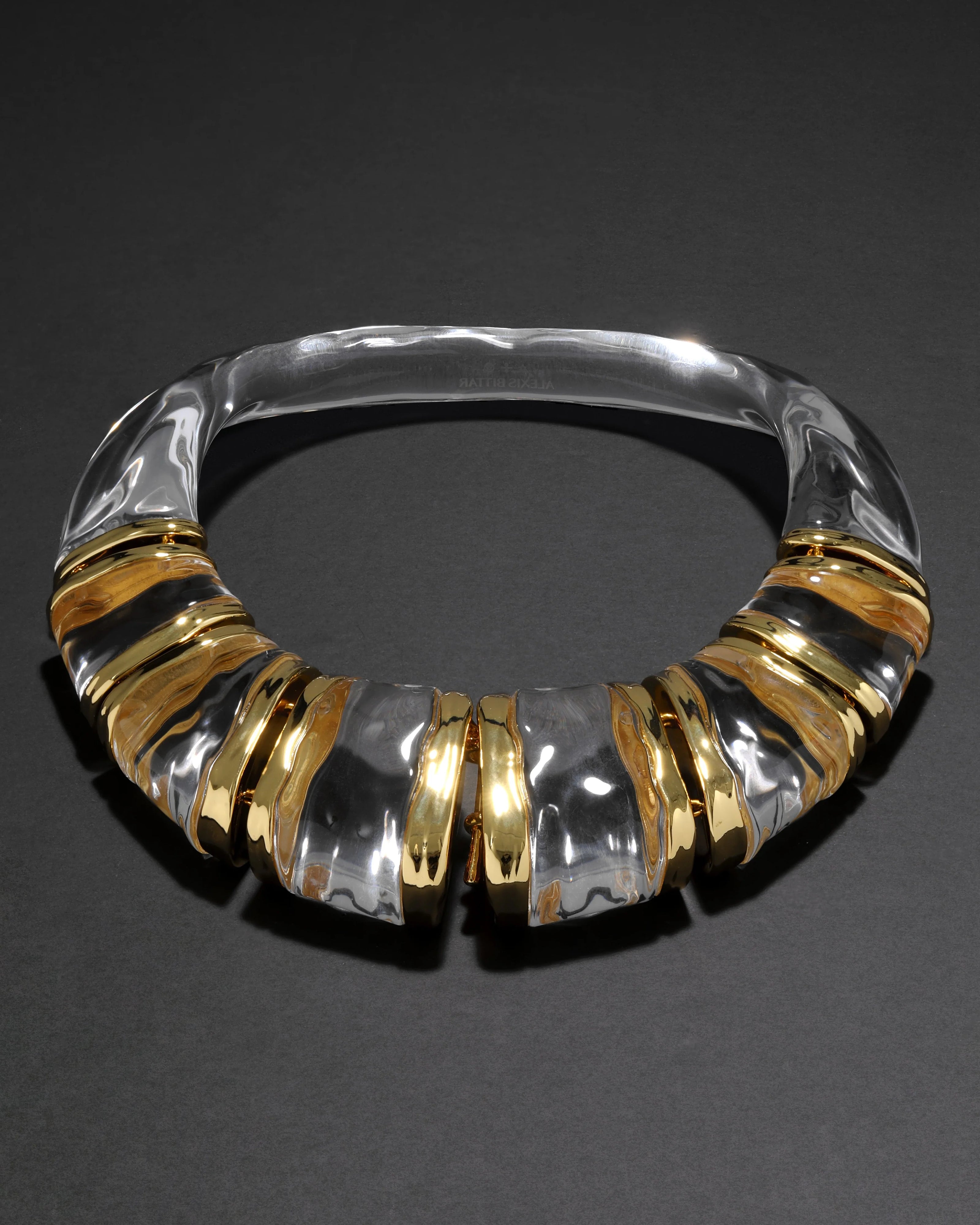 LIQUID LUCITE GOLD SEGMENT BIB NECKLACE