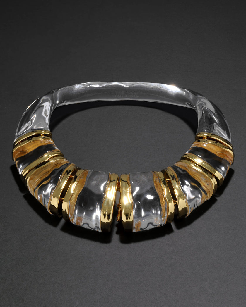 LIQUID LUCITE GOLD SEGMENT BIB NECKLACE