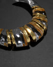 LIQUID LUCITE GOLD SEGMENT BIB NECKLACE