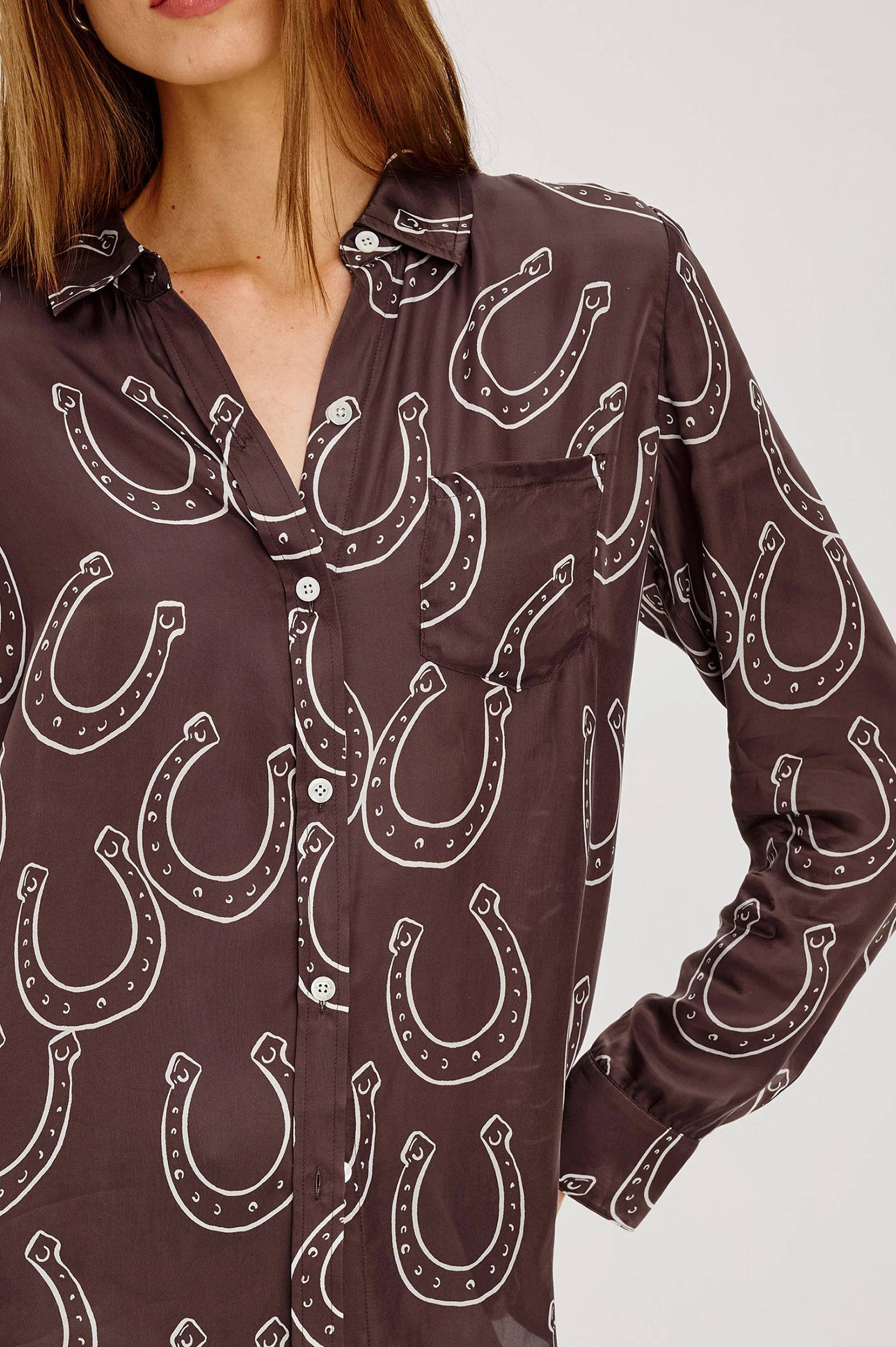ALYSSA SHIRT IN BROWN HORSESHOES