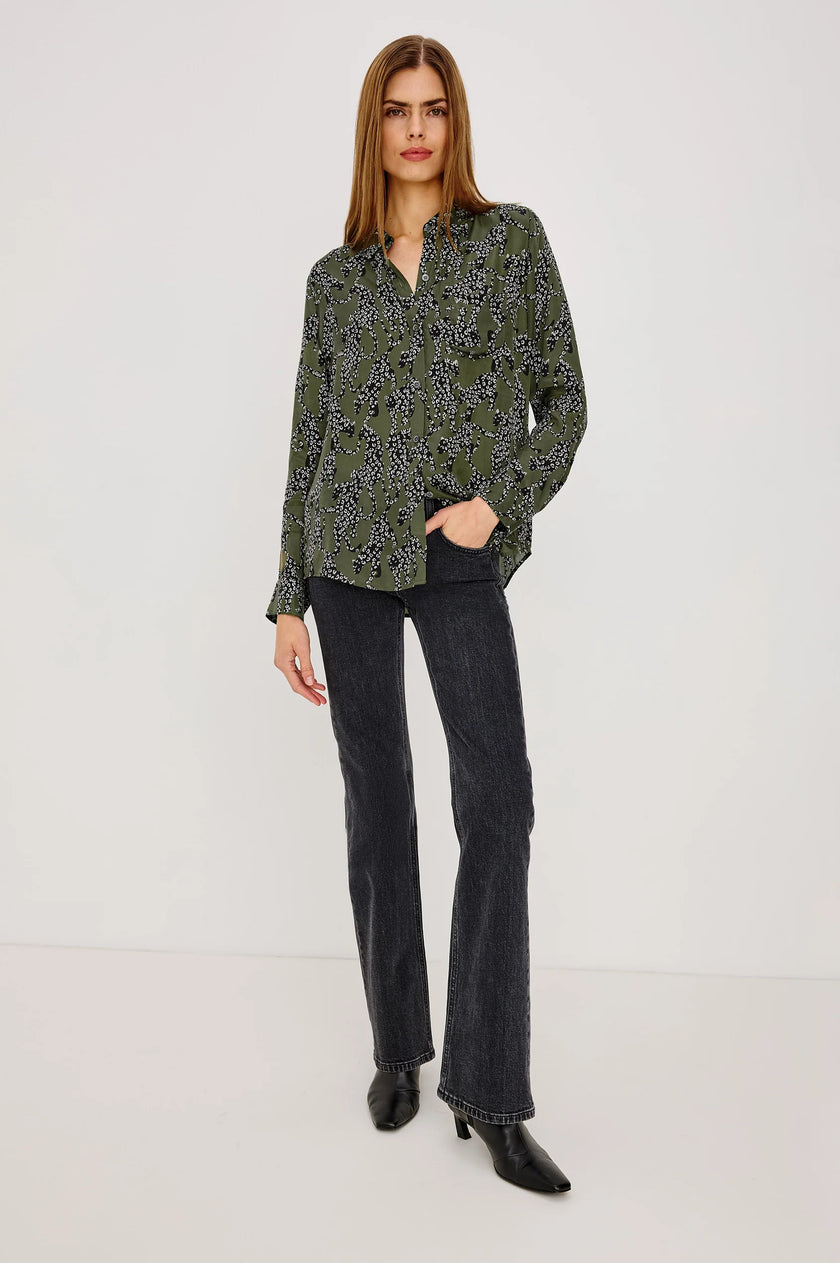 ALYSSA SHIRT IN OLIVE JAGUARS
