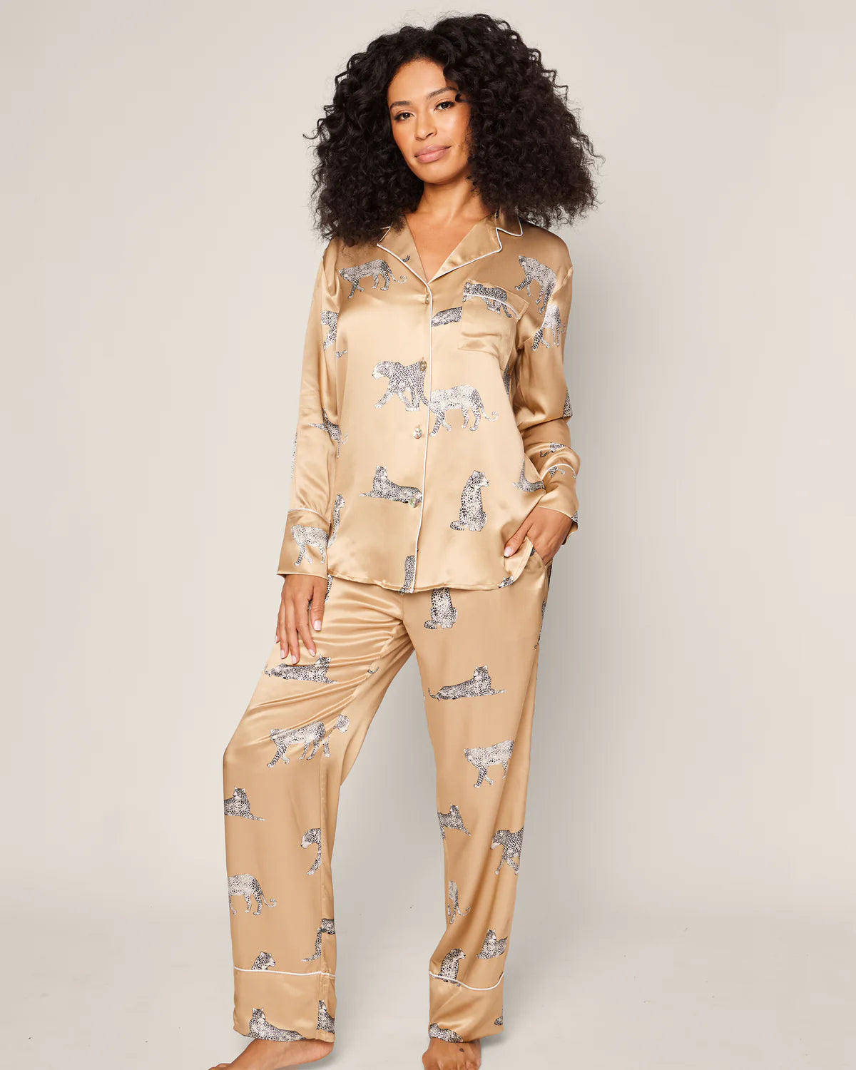 SILK PAJAMA SET IN PANTHERE