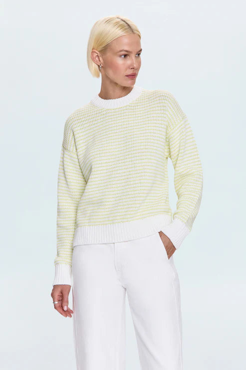 AURA RELAXED CREW NECK SWEATER IN LIMEADE
