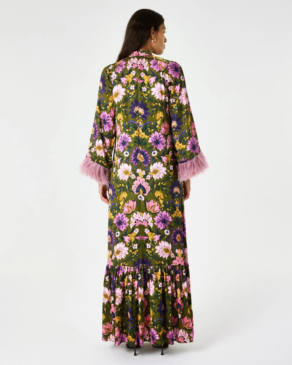 AVALON CREPE SATIN DRESS IN AMBRA FLORITA