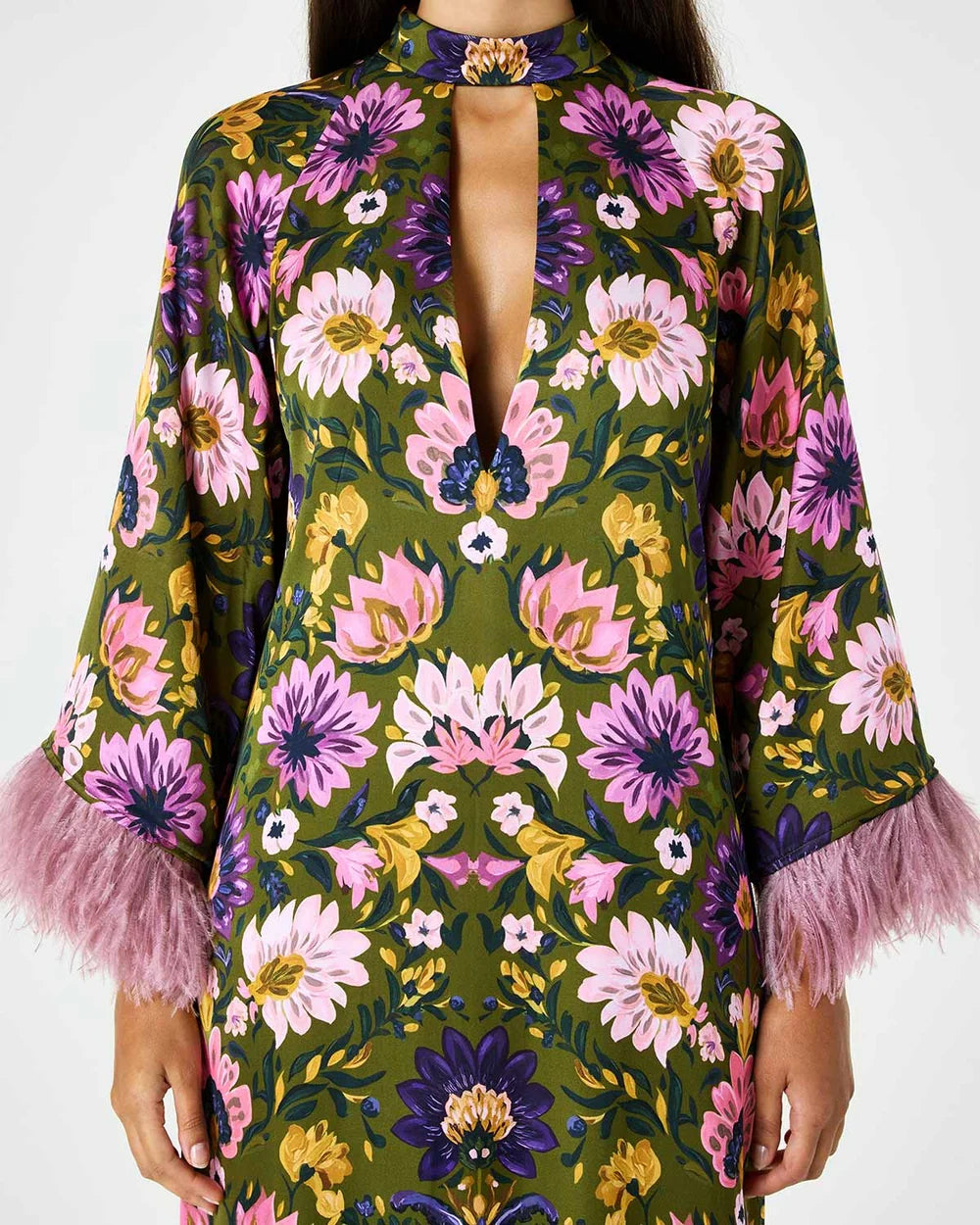 AVALON CREPE SATIN DRESS IN AMBRA FLORITA