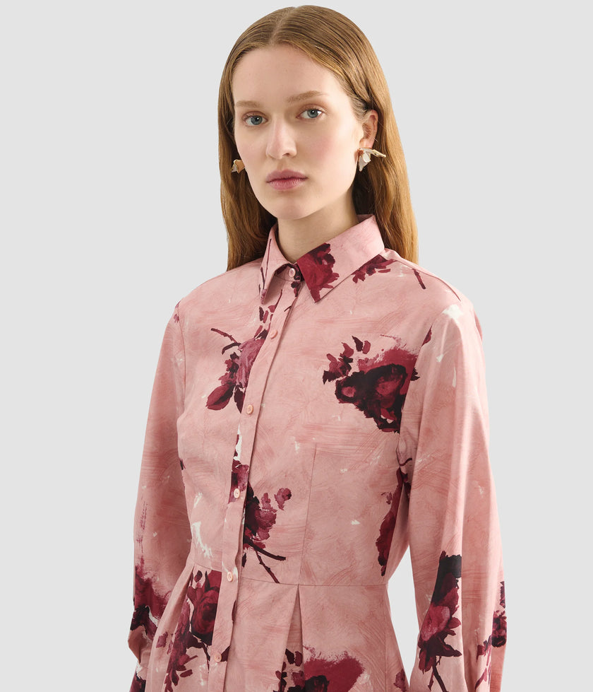 FLORAL PRINT FLARED MINI DRESS