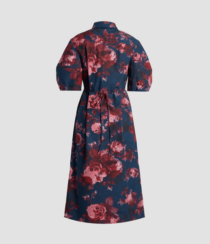HEAVY COTTON POPLIN SHORT SLEEVE MIDI DRESS
