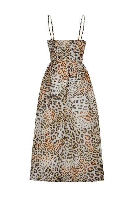 ALBA SILK LINEN MIDI DRESS