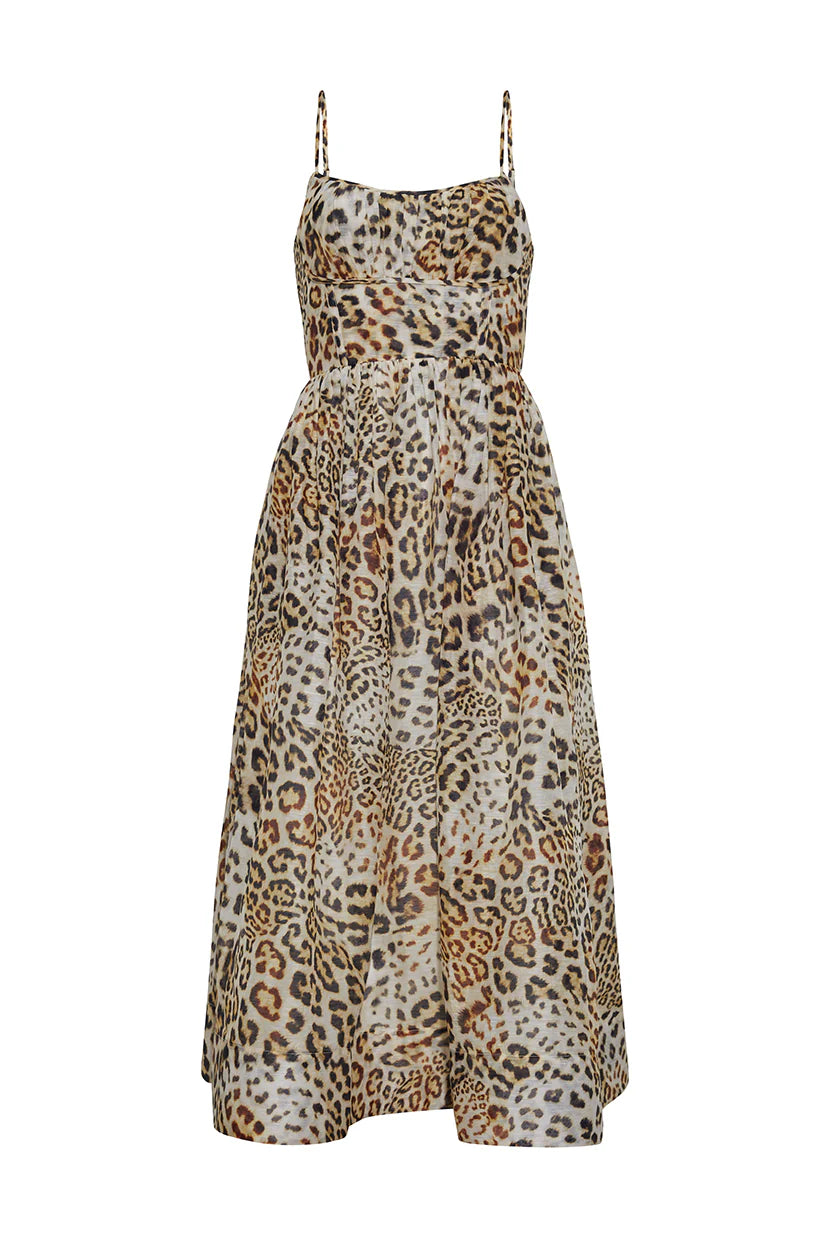 ALBA SILK LINEN MIDI DRESS