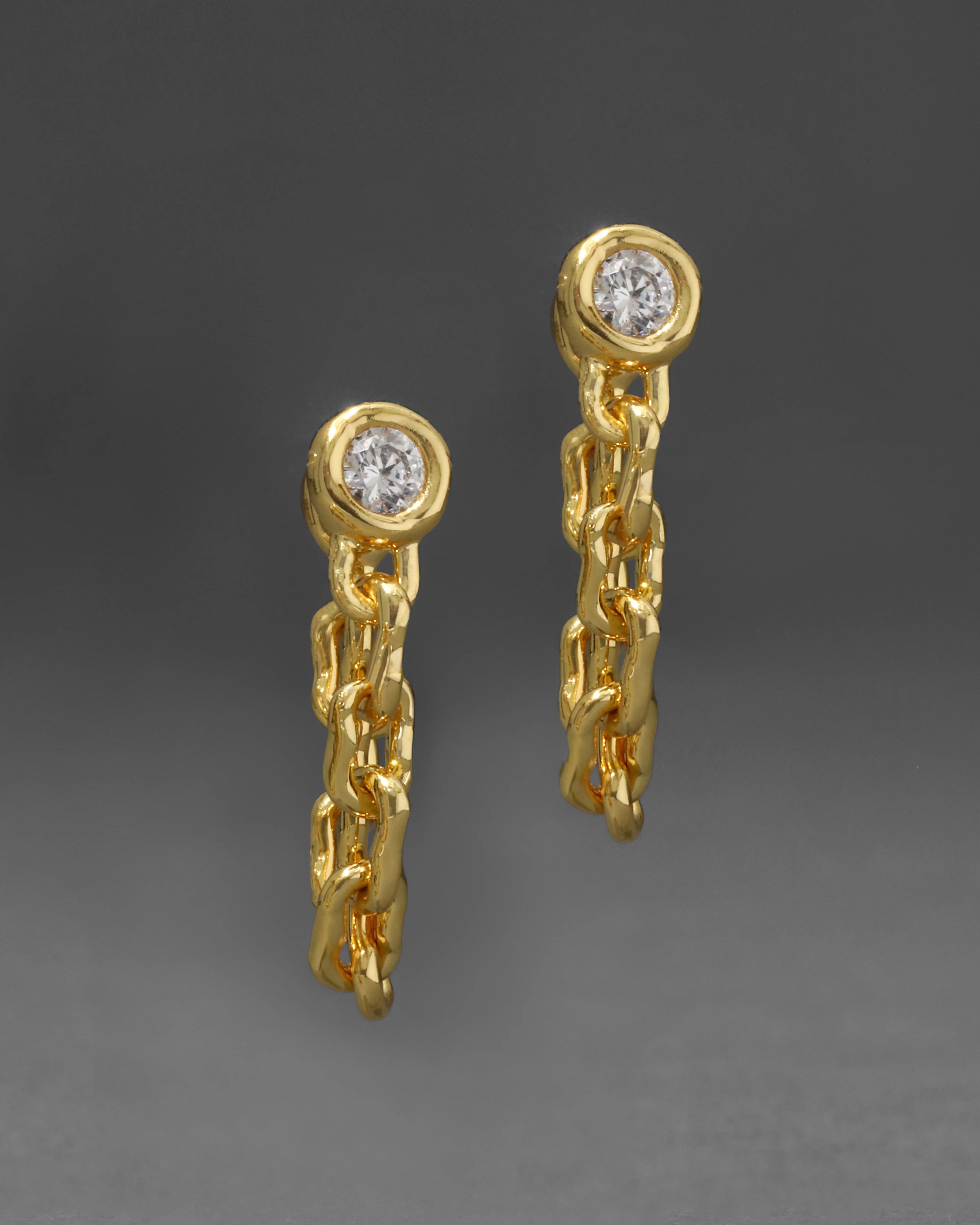 ASTERALES CHAIN LINKED FRONT BACK EARRING