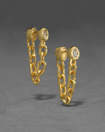 ASTERALES CHAIN LINKED FRONT BACK EARRING