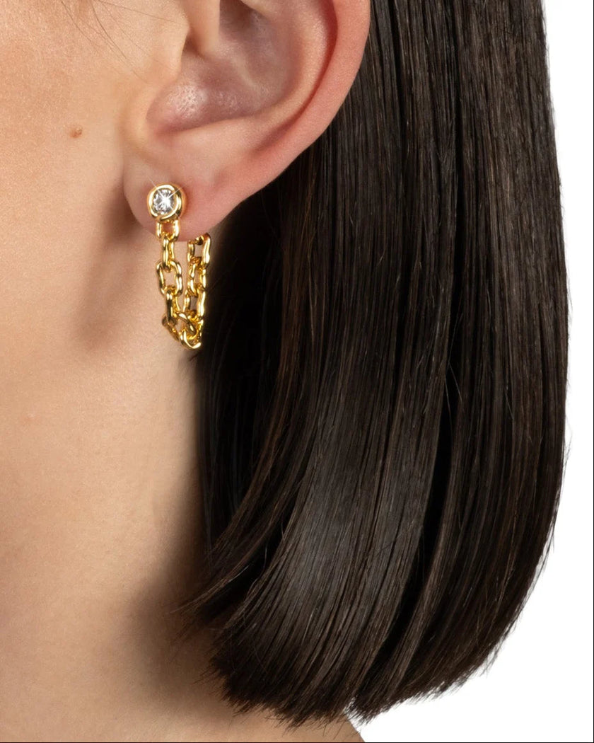 ASTERALES CHAIN LINKED FRONT BACK EARRING