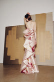 ROSE MIKADO PRINT COLUMN GOWN