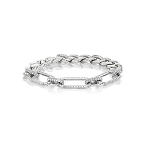 DIAMOND GWYNETH LINKS ON CHUNKY CURB BRACELET