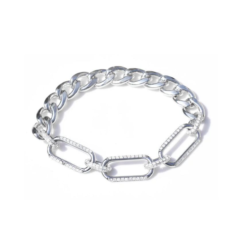DIAMOND GWYNETH LINKS ON CHUNKY CURB BRACELET
