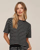 SHORT SLEEVE TEE IN BLACK AND IVORY STRIPE