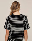 SHORT SLEEVE TEE IN BLACK AND IVORY STRIPE