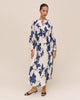 PLEATED TIE FRONT TOP IN INDIGO IRIS PRINT