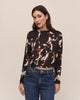 LONG SLEEVE BUTTON BACK TOP IN SHADOW FLORAL PRINT
