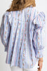 FLORAL FRENCH VINE BUTTON UP RUFFLE SLEEVE TOP