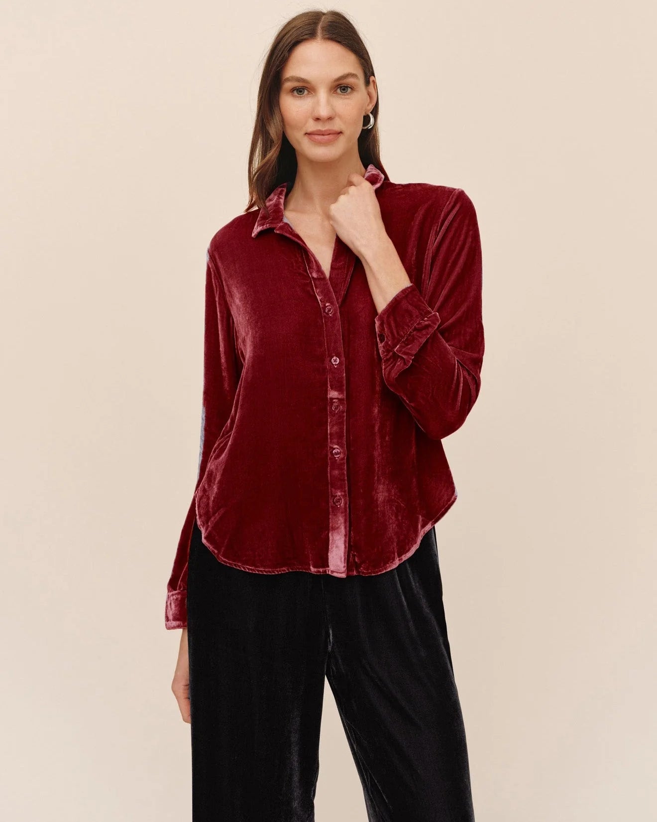 VELVET LONG SLEEVE CLEAN SHIRT