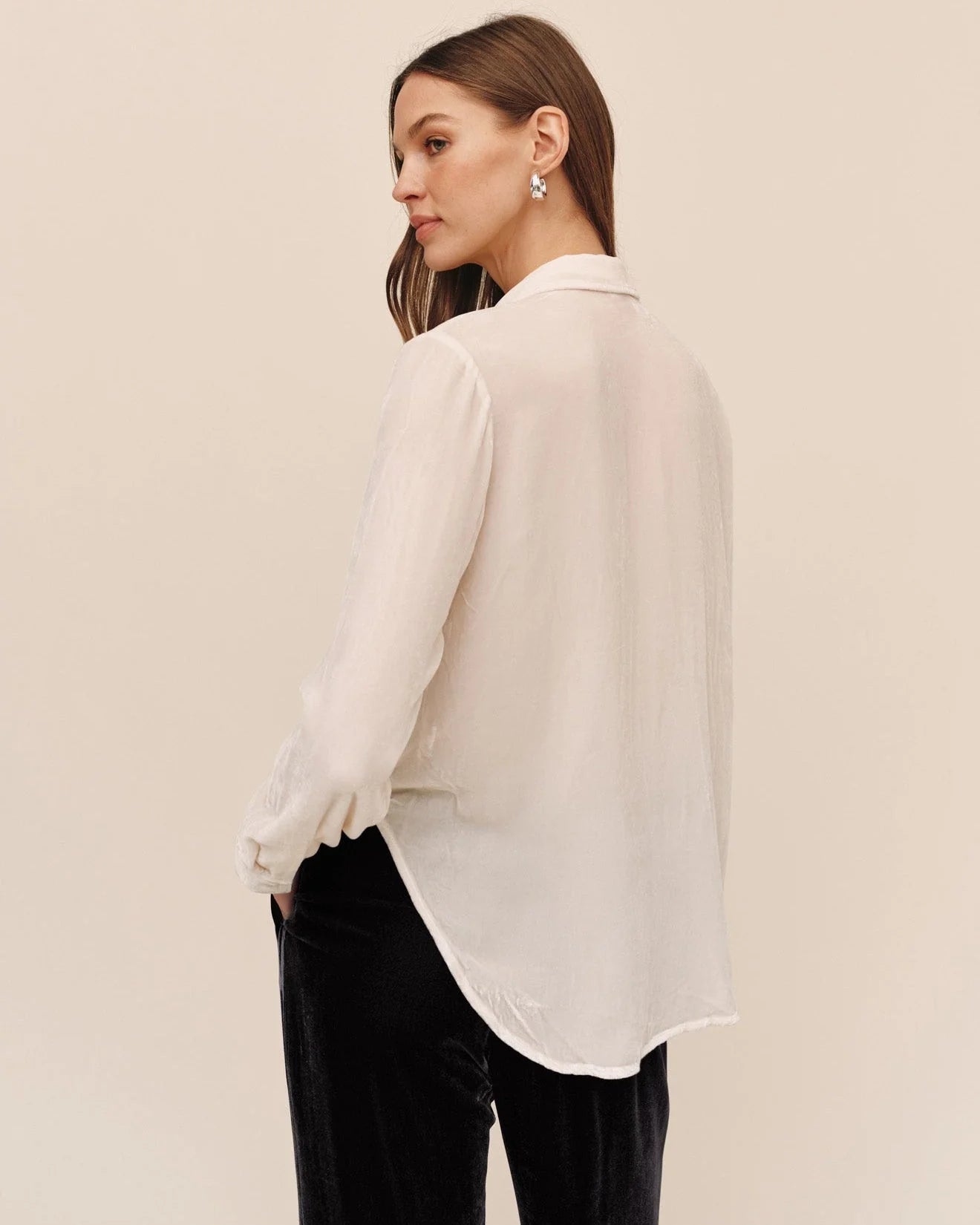 VELVET LONG SLEEVE CLEAN SHIRT
