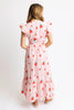 STRIPE POPPY RUFFLE SLEEVE MAXI DRESS
