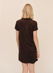 SHORT SLEEVE PULLOVER ALINE DRESS IN DARK ROAST