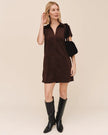 SHORT SLEEVE PULLOVER ALINE DRESS IN DARK ROAST