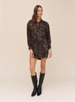 FLAP POCKET SHIRT DRESS IN DITSY CAMO PRINT