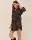 FLAP POCKET SHIRT DRESS IN DITSY CAMO PRINT