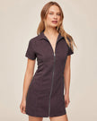SHORT SLEEVE ZIP FRONT DRESS IN PLUM HAZE