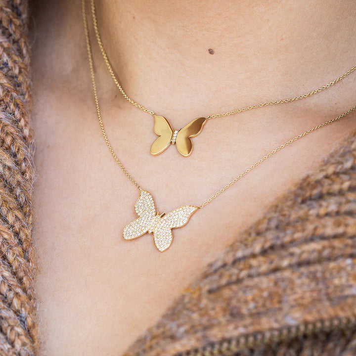 BUTTERFLY WITH PAVE CENTER NECKLACE