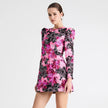 BLAINE SEQUIN FLORAL LONG SLEEVE MINI DRESS