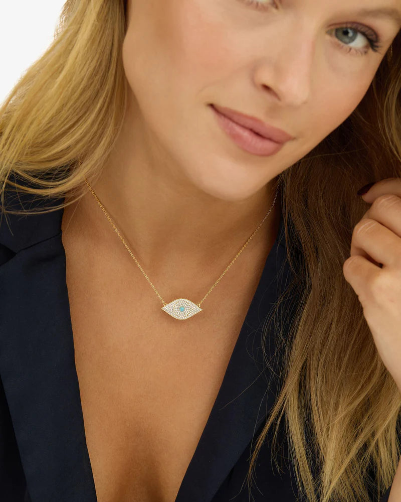 BLUE OPAL EVIL EYE NECKLACE