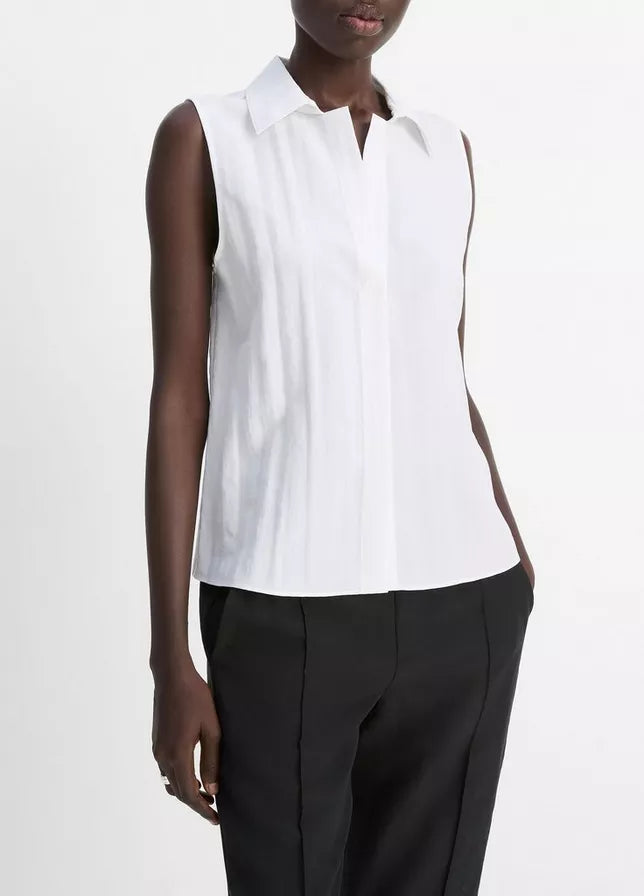BOXY SLEEVELESS BUTTON FRONT SHIRT